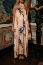 VESTIDO HALTER ANIMAL PRINT ACETINADO SAHOCO