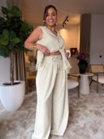 CONJUNTO VERDE FLUIDO COM COLETE E CALÇA PONTO CHIC - Image 3