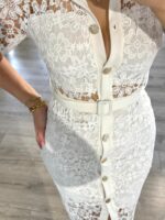 VESTIDO BRANCO EM RENDA COM CINTO PONTO CHIC - Image 4