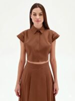 CAMISA CROPPED BORDÔ COM BOLSOS RINASCIMENTO