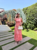 VESTIDO COMPRIDO CORAL DRAPEADO ESTAMPADO PONTO CHIC - Image 3