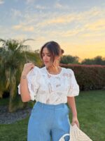 BLUSA BRANCA BORDADA COM TOP INTERIOR IMPERIAL