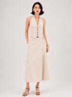 CULOTTE COM SOBREPOSIÇÃO EM LINHO NATURAL RINASCIMENTO - Image 3