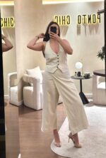 CULOTTE COM SOBREPOSIÇÃO EM LINHO NATURAL RINASCIMENTO