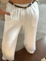 CONJUNTO DE LINHO BRANCO COM COLETE E CALÇA PONTO CHIC - Image 4