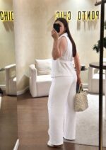 CONJUNTO DE LINHO BRANCO COM COLETE E CALÇA PONTO CHIC - Image 2