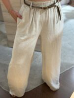 CONJUNTO DE LINHO BEGE COM COLETE E CALÇA PONTO CHIC - Image 5