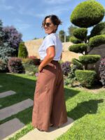CALÇA CASTANHA COM CINTURA ELÁSTICA PONTO CHIC - Image 3