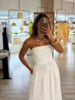 VESTIDO BRANCO POPELINE CORPO DRAPEADO IMPERIAL - Image 4