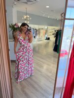 VESTIDO MIDI FLORAL COM COSTAS ABERTAS PONTO CHIC