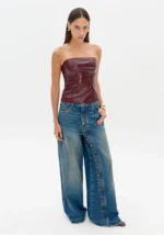 CALÇAS DE GANGA WIDE LEG COM BOTÕES DECORATIVOS LANÇA PERFUME