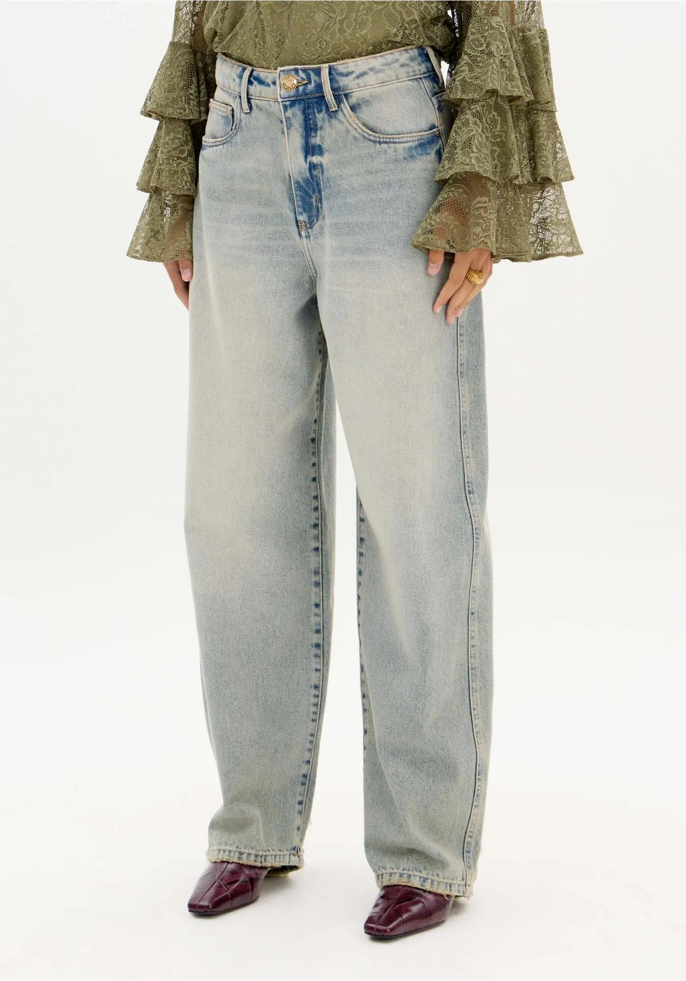 transferir (18) CALÇA JEANS BAGGY AZUL CLARO LANÇA PERFUME - Image 1