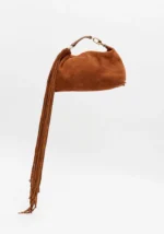 MALA CLUTCH CASTANHO CONHAQUE EM CAMURÇA COM FRANJAS LANÇA PERFUME - Image 5