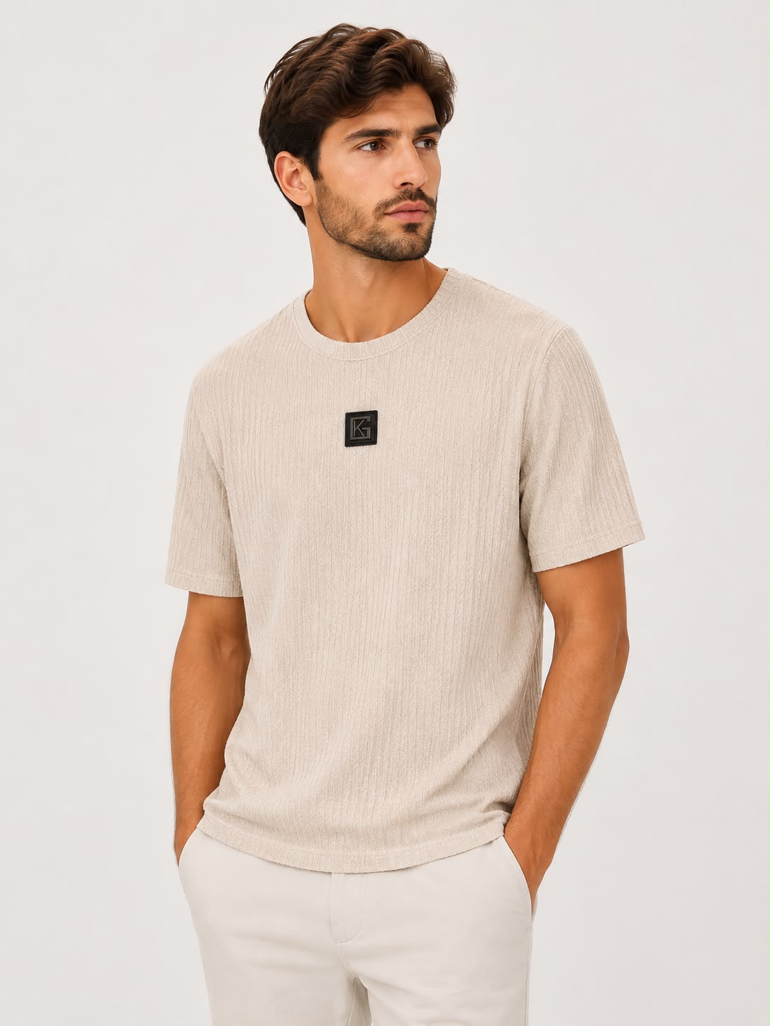 WhatsApp Image 2026-08-04 at 18.58.54 T-SHIRT BEGE TEXTURADA GIANNI KAVANAGH - Image 1