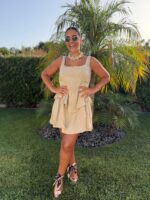 VESTIDO CURTO DE LINHO BEGE PONTO CHIC - Image 3