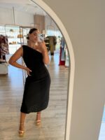VESTIDO MIDI BORDADO PRETO PONTO CHIC