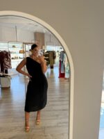 VESTIDO MIDI BORDADO PRETO PONTO CHIC - Image 3