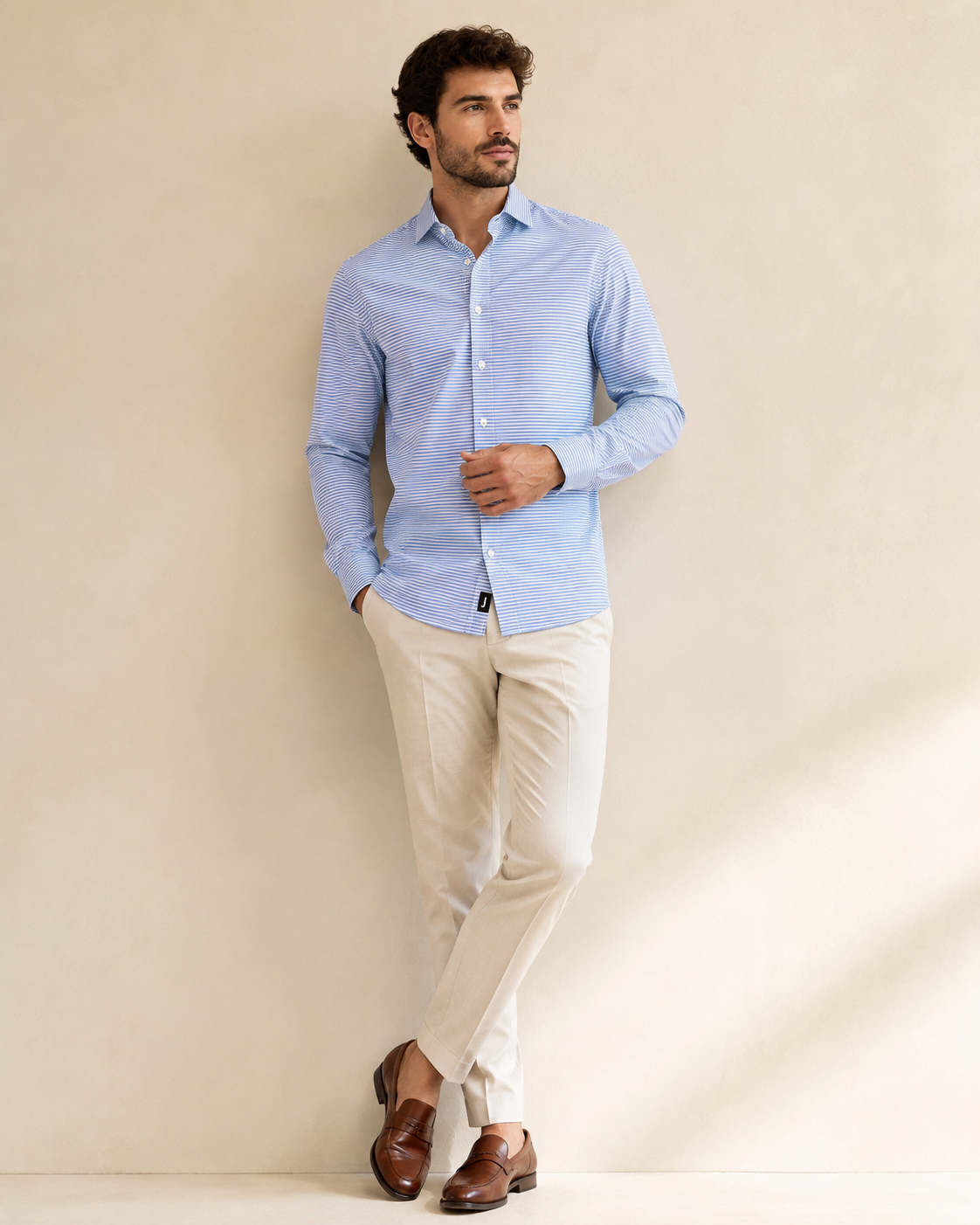 d5eaedb5-204e-48dc-ba27-48ee20a4252c CAMISA AZUL CLARO ÀS RISCAS SLIM FIT JOVITS - Image 1