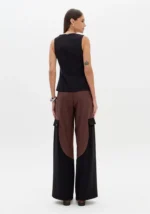 CALÇAS BICOLOR COM BOLSOS CARGO CASTANHO E PRETO LANÇA PERFUME - Image 4